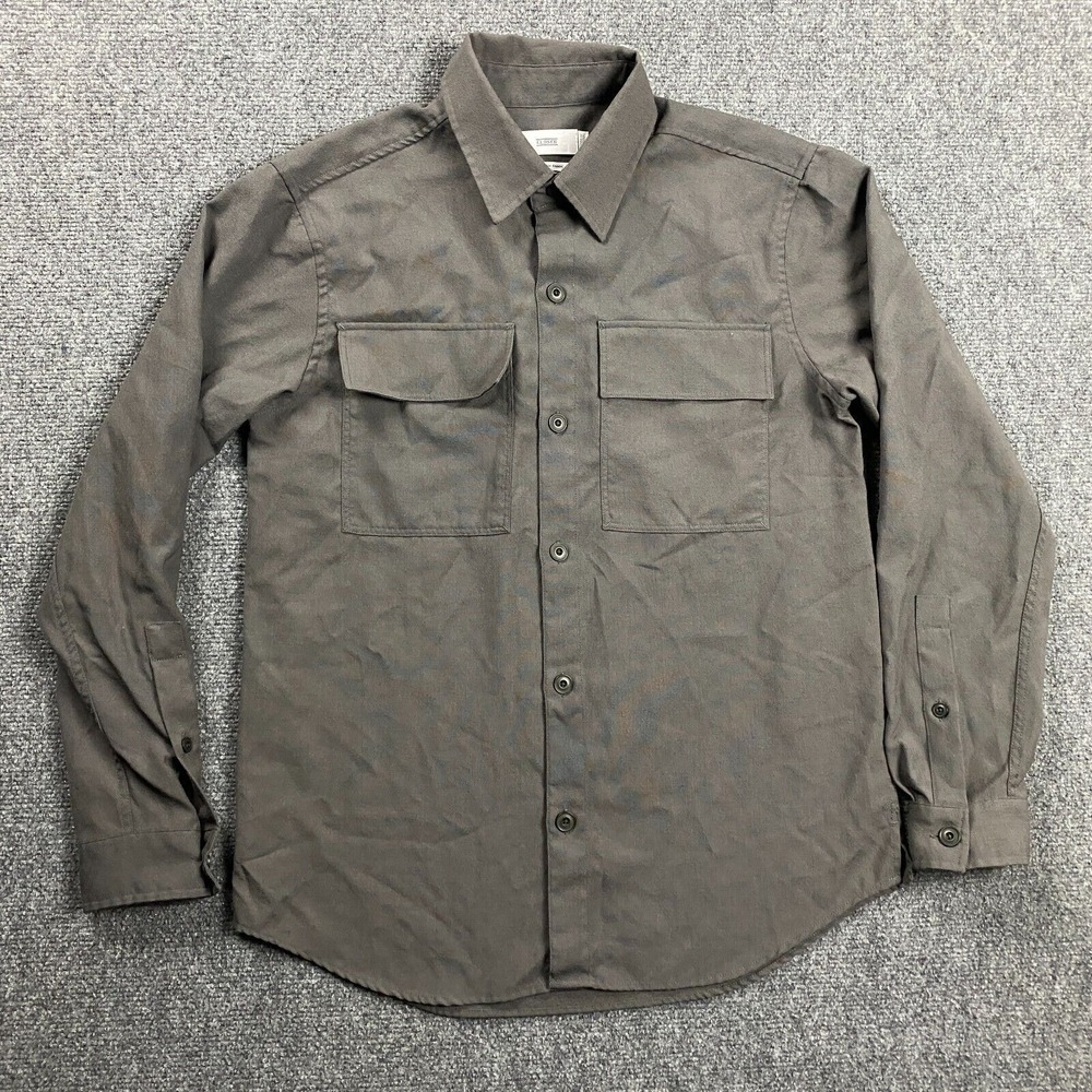 Closed Shirt Adults Extra‎ Small Gray Button Up Front Pockets Virgin Wool Mens